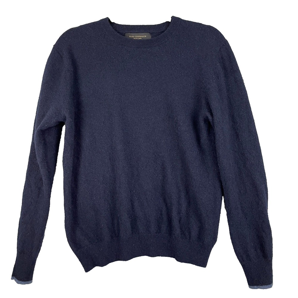 Paul Costelloe Black Label Sweater Womens Large Blue Cashmere Wool Jumper Luxury